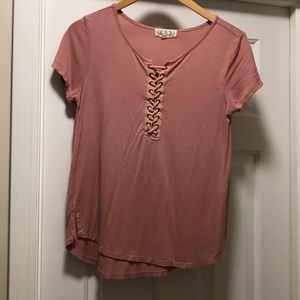 Boutique Faux Lace Up Top